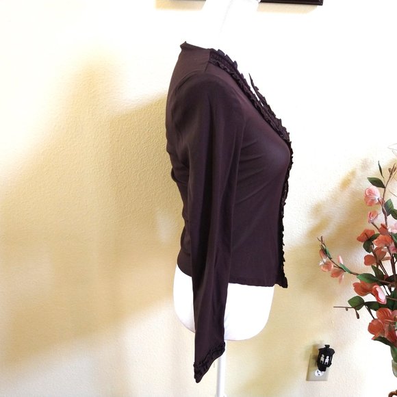 Brown Sheer Ruffle Top - Picture 7 of 13